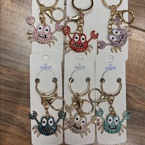 Crab Keychains or Purse Charms Rhinestone